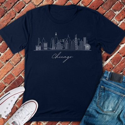 Chicago Detailed Skyline T-Shirt - Graphic Tee - Gift for Chicago Lovers - Unisex