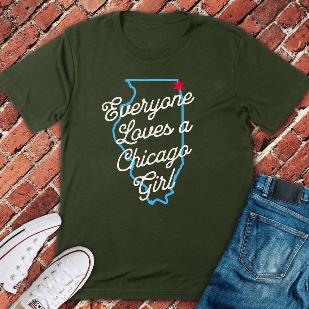 Loves Chicago Girls T-Shirt - Graphic Tee - Gift for Chicago Lovers