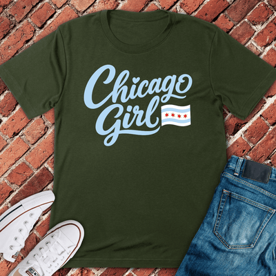 Chicago Girl Script T-Shirt - Graphic Tee - Gift for Chicago Lovers