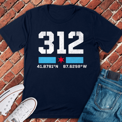 312 Coordinates T-Shirt - Chicago Graphic Tee - Gift for Chicago Lovers - Unisex
