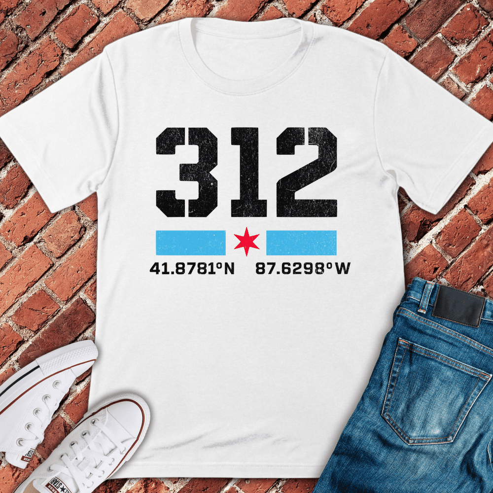 312 Coordinates T-Shirt - Chicago Graphic Tee - Gift for Chicago Lovers - Unisex