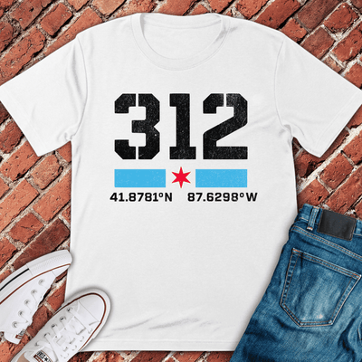 312 Coordinates T-Shirt - Chicago Graphic Tee - Gift for Chicago Lovers - Unisex