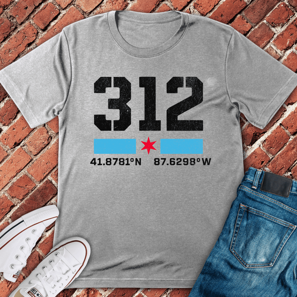 312 Coordinates T-Shirt - Chicago Graphic Tee - Gift for Chicago Lovers - Unisex