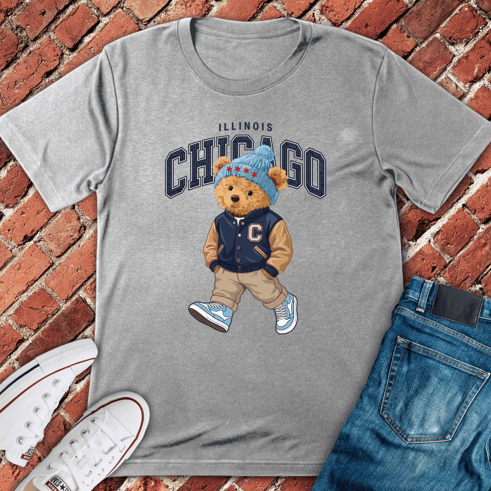 Chicago Walking Bear T-Shirt - Graphic Tee - Gift for Chicago Lovers - Unisex