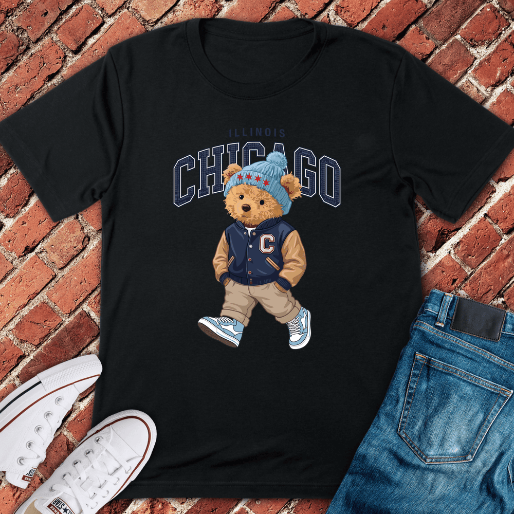 Chicago Walking Bear T-Shirt - Graphic Tee - Gift for Chicago Lovers - Unisex