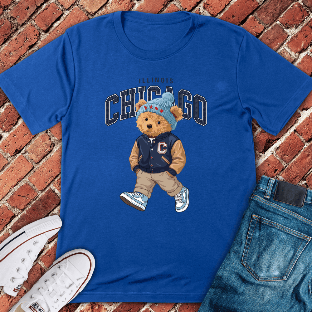 Chicago Walking Bear T-Shirt - Graphic Tee - Gift for Chicago Lovers - Unisex