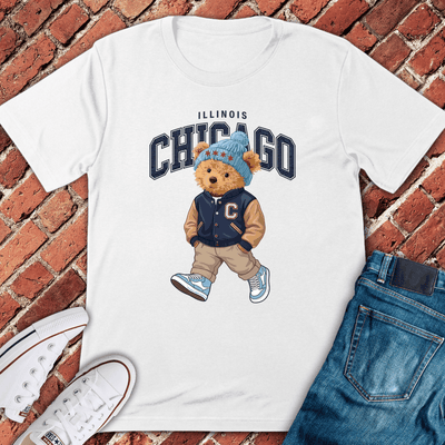 Chicago Walking Bear T-Shirt - Graphic Tee - Gift for Chicago Lovers - Unisex