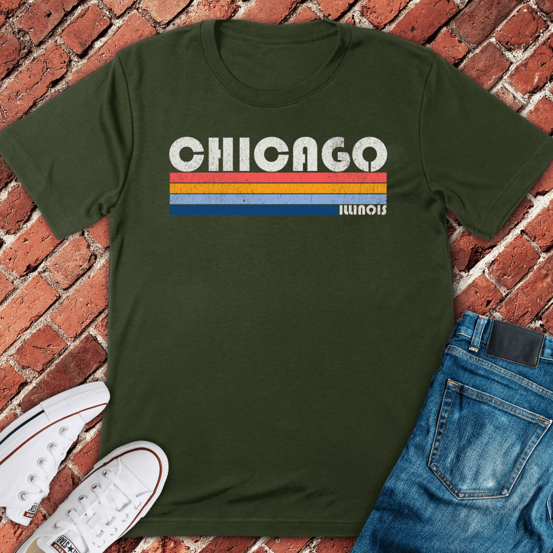 Chicago Illinois Retro T-Shirt - Graphic Tee - Gift for Chicago Lovers - Unisex
