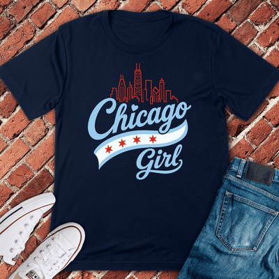 Skyline Girl T-Shirt - Chicago Graphic Tee - Gift for Chicago Lovers