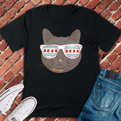 Chi Cat Shades T-Shirt - Graphic Tee - Gift for Chicago Lovers - Unisex