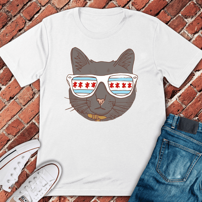 Chi Cat Shades T-Shirt - Graphic Tee - Gift for Chicago Lovers - Unisex