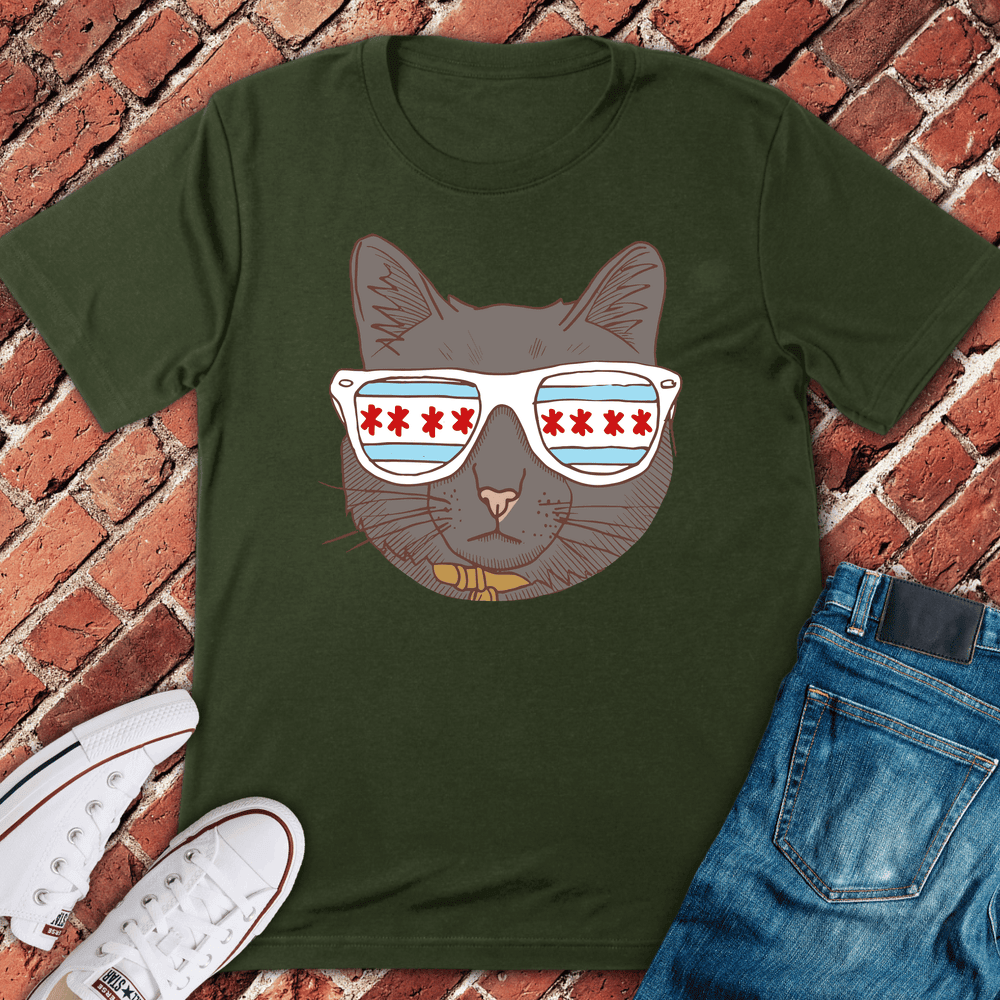 Chi Cat Shades T-Shirt - Graphic Tee - Gift for Chicago Lovers - Unisex