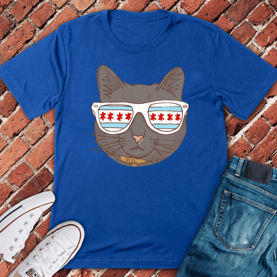 Chi Cat Shades T-Shirt - Graphic Tee - Gift for Chicago Lovers - Unisex