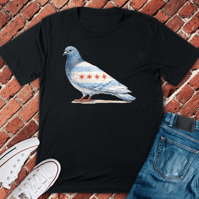 Chi Flag Pigeon T-Shirt - Graphic Tee - Gift for Chicago Lovers - Unisex