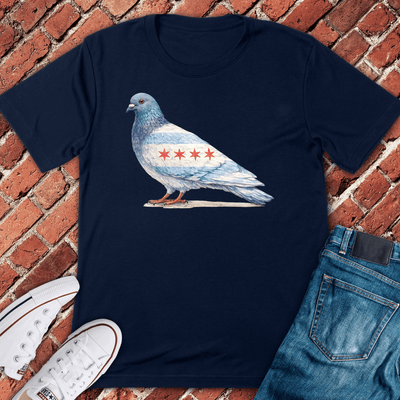 Chi Flag Pigeon T-Shirt - Graphic Tee - Gift for Chicago Lovers - Unisex