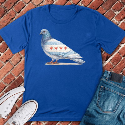 Chi Flag Pigeon T-Shirt - Graphic Tee - Gift for Chicago Lovers - Unisex