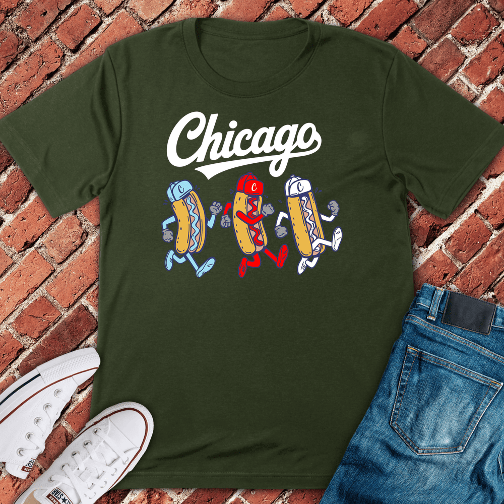Chicago Dog Dash T-Shirt - Graphic Tee - Gift for Chicago Lovers - Unisex