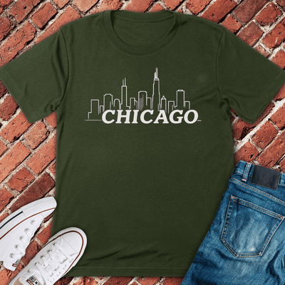 Chicago Integrated Skyline T-Shirt - Graphic Tee - Gift for Chicago Lovers - Unisex