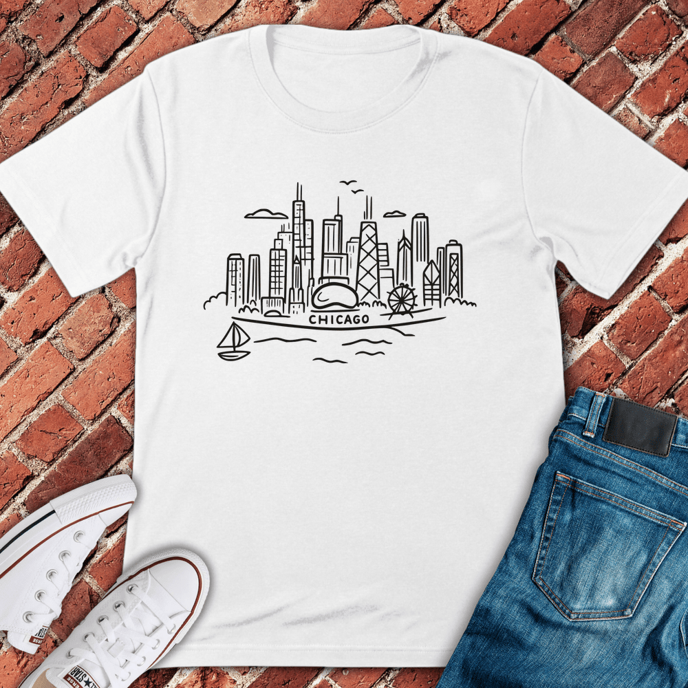 Chicago Coastline T-Shirt - Graphic Tee - Gift for Chicago Lovers - Unisex