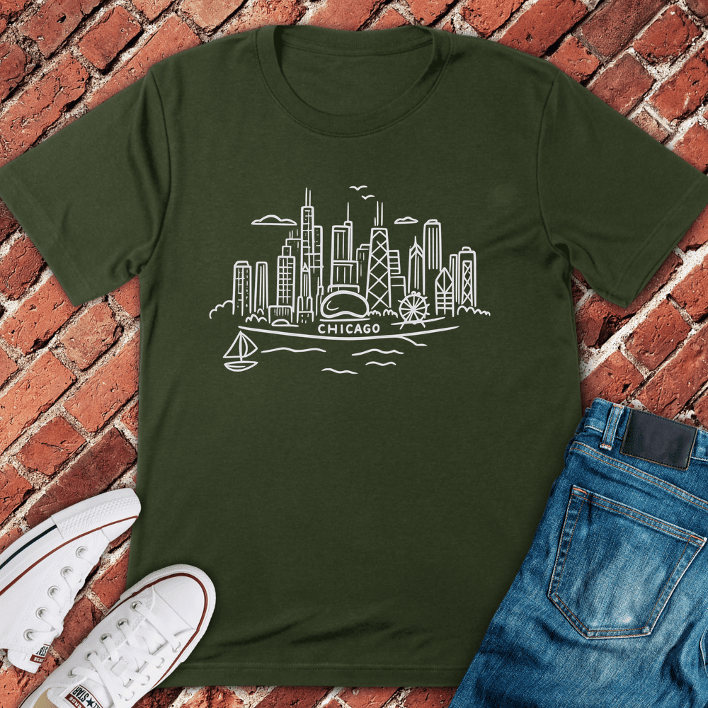 Chicago Coastline T-Shirt - Graphic Tee - Gift for Chicago Lovers - Unisex