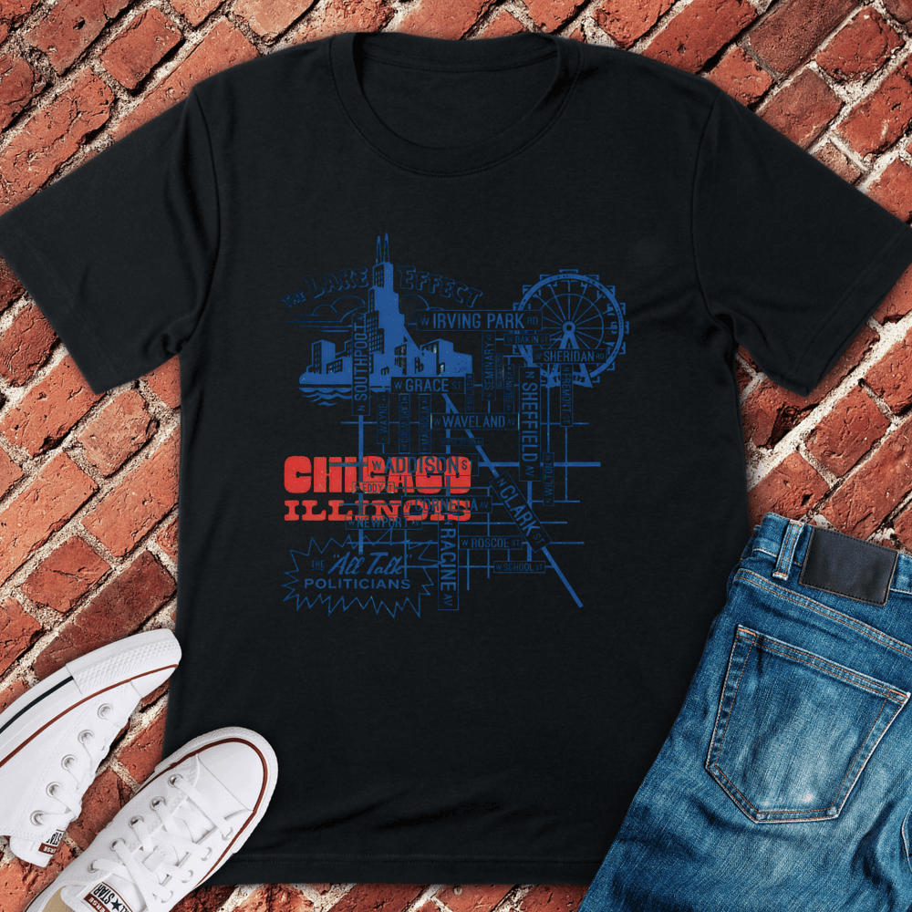 Chicago Blueprint T-Shirt - Graphic Tee - Gift for Chicago Lovers - Unisex