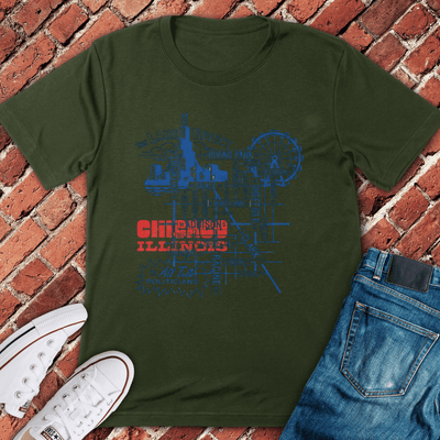 Chicago Blueprint T-Shirt - Graphic Tee - Gift for Chicago Lovers - Unisex