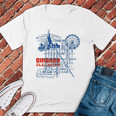 Chicago Blueprint T-Shirt - Graphic Tee - Gift for Chicago Lovers - Unisex