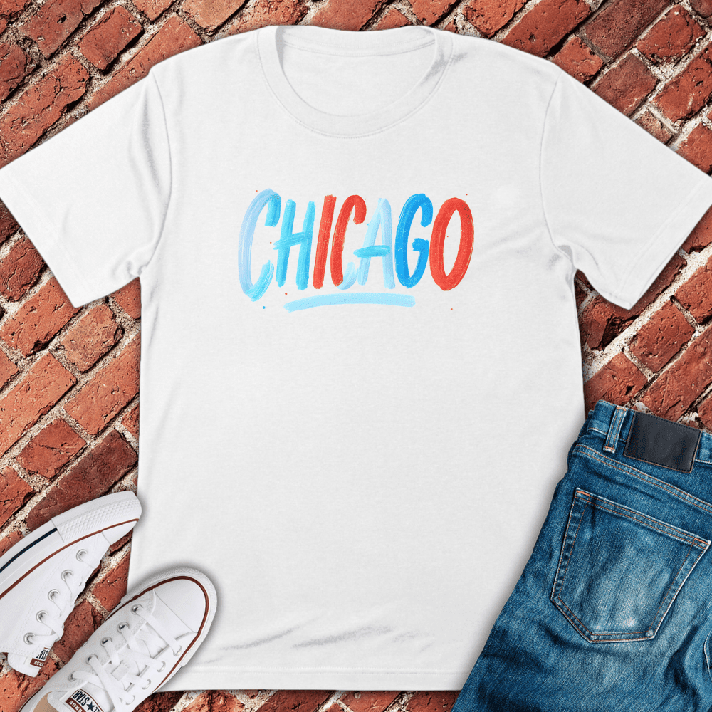Brushstroke Chicago T-Shirt - Graphic Tee - Gift for Chicago Lovers - Unisex