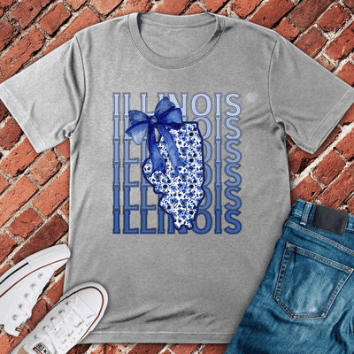 Blue Illinois Bow T-Shirt - Chicago Graphic Tee - Gift for Chicago Lovers - Unisex