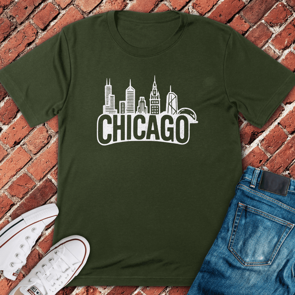 Chicago Curved Skyline T-Shirt - Graphic Tee - Gift for Chicago Lovers - Unisex