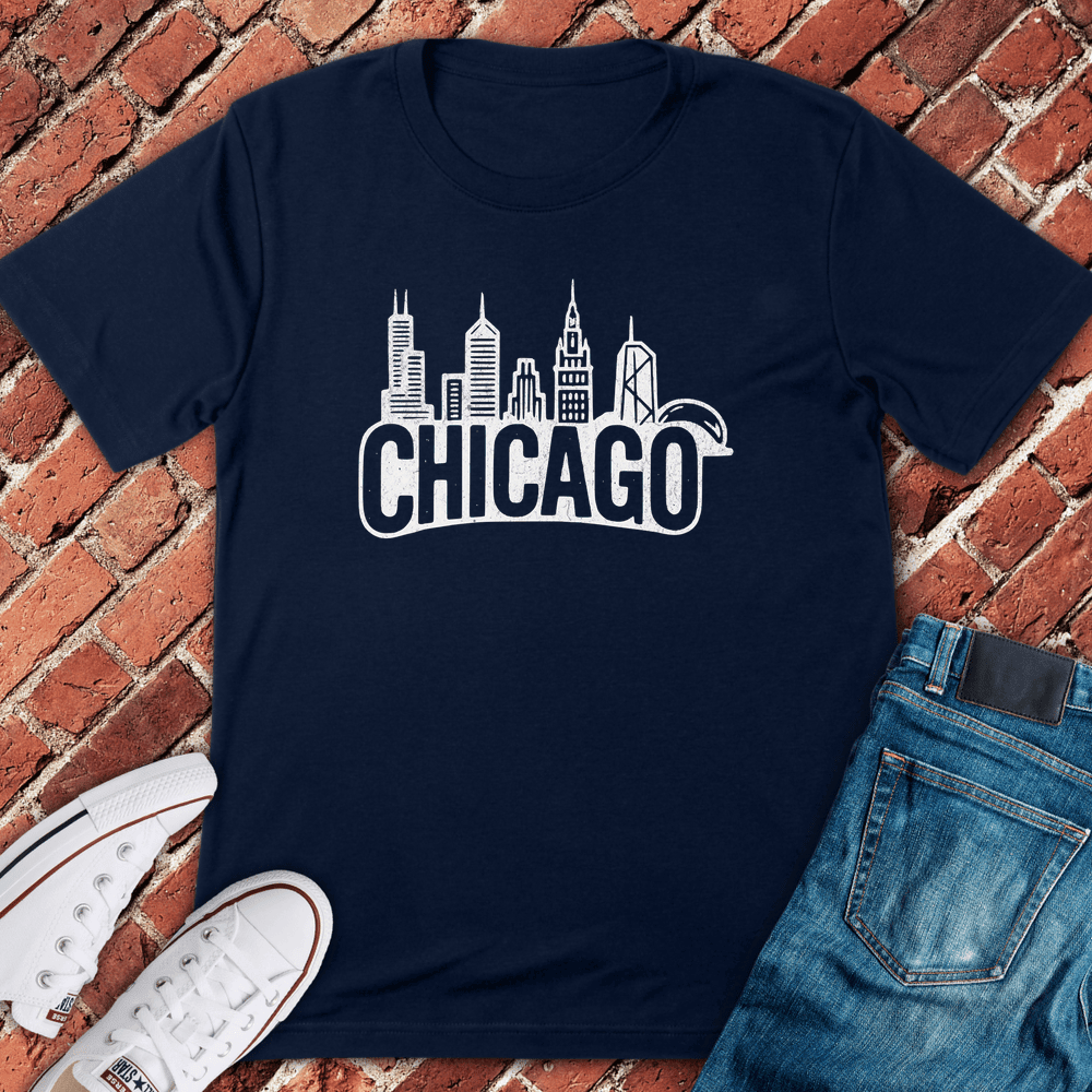 Chicago Curved Skyline T-Shirt - Graphic Tee - Gift for Chicago Lovers - Unisex