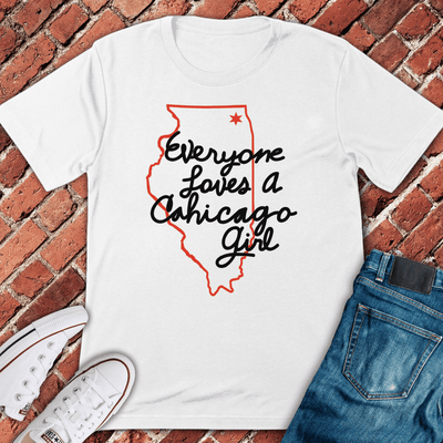 Chicago Girl Love T-Shirt - Graphic Tee - Gift for Chicago Lovers