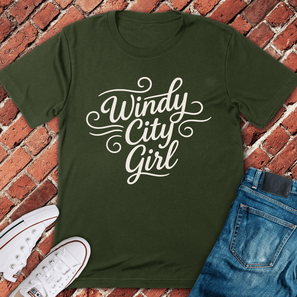 Windy Girl Script T-Shirt - Chicago Graphic Tee - Gift for Chicago Lovers