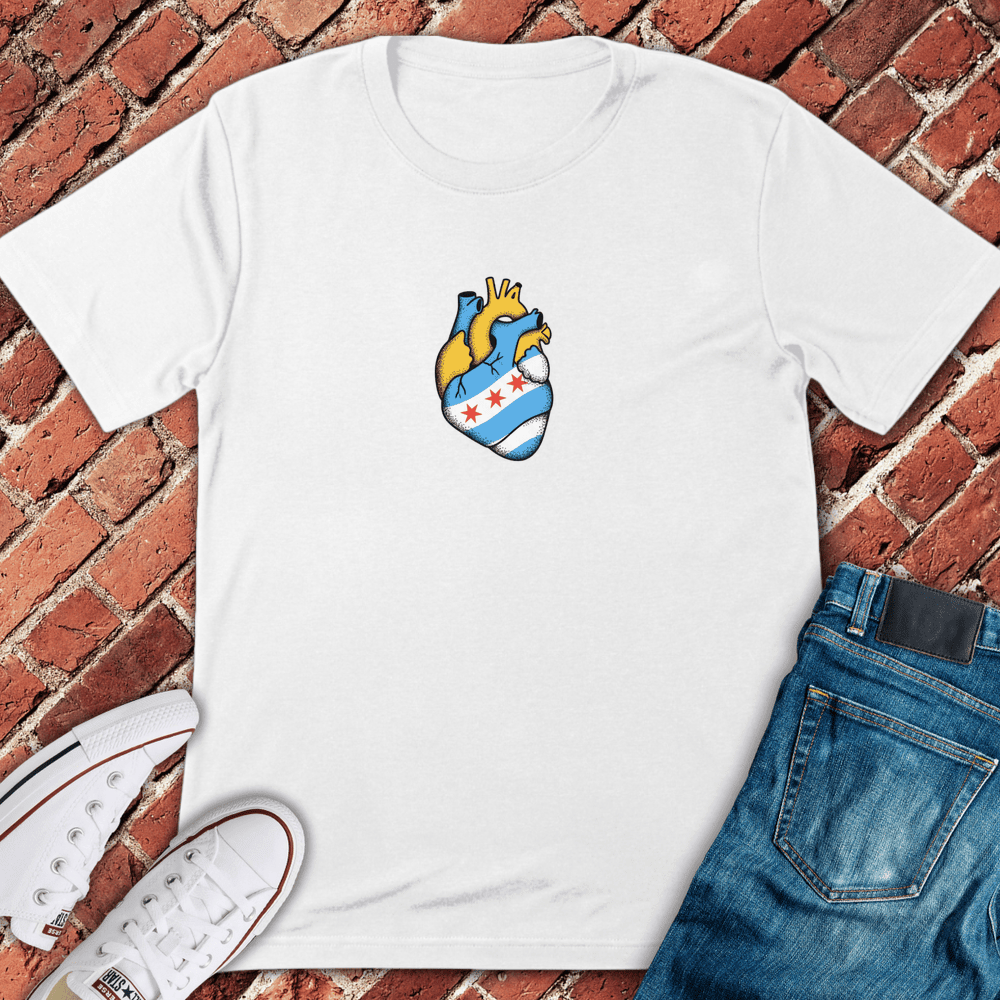 Flag Heart T-Shirt - Chicago Graphic Tee - Gift for Chicago Lovers - Unisex