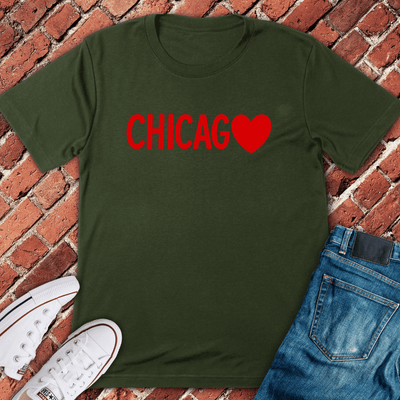 Chicago Heart T-Shirt - Graphic Tee - Gift for Chicago Lovers - Unisex