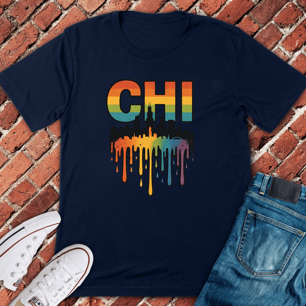Chi Rainbow Skyline T-Shirt - Graphic Tee - Gift for Chicago Lovers - Unisex
