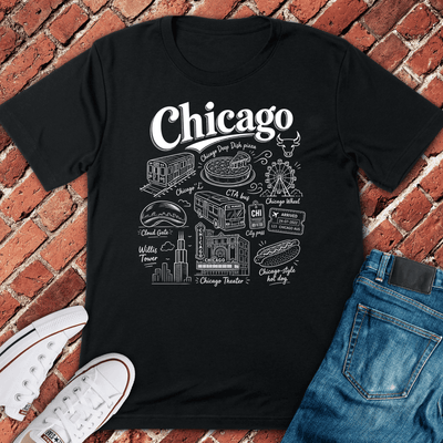 Chicago Doodles T-Shirt - Graphic Tee - Gift for Chicago Lovers - Unisex
