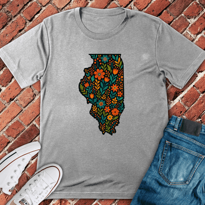 Floral Illinois T-Shirt - Chicago Graphic Tee - Gift for Chicago Lovers - Unisex