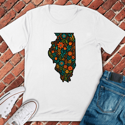 Floral Illinois T-Shirt - Chicago Graphic Tee - Gift for Chicago Lovers - Unisex