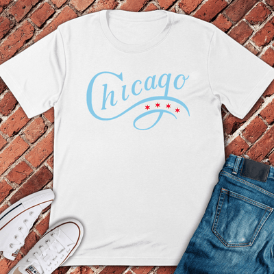 Chicago Script Stars T-Shirt - Graphic Tee - Gift for Chicago Lovers - Unisex