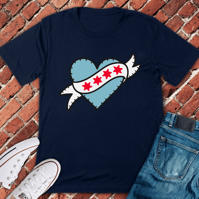 Flag Heart Chicago T-Shirt - Graphic Tee - Gift for Chicago Lovers - Unisex