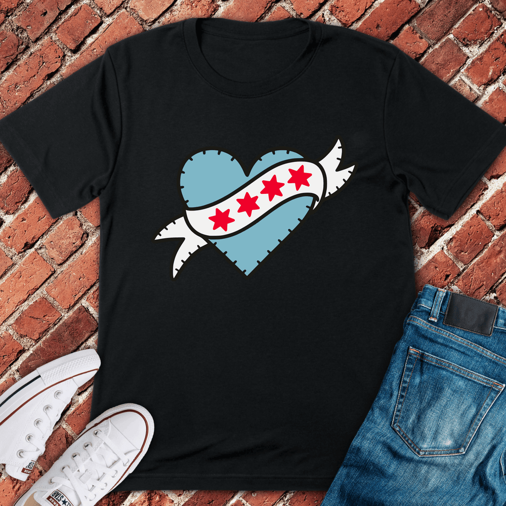 Flag Heart Chicago T-Shirt - Graphic Tee - Gift for Chicago Lovers - Unisex