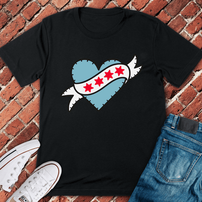 Flag Heart Chicago T-Shirt - Graphic Tee - Gift for Chicago Lovers - Unisex