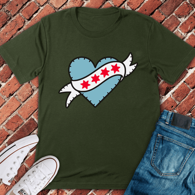 Flag Heart Chicago T-Shirt - Graphic Tee - Gift for Chicago Lovers - Unisex