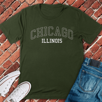Chicago Varsity Outline T-Shirt - Graphic Tee - Gift for Chicago Lovers - Unisex