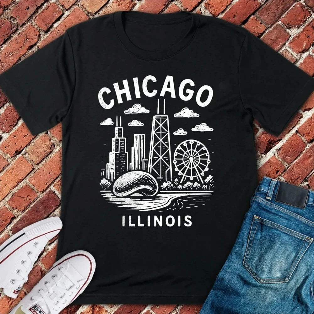 Chicago City Landscape T-Shirt - Graphic Tee - Gift for Chicago Lovers - Unisex