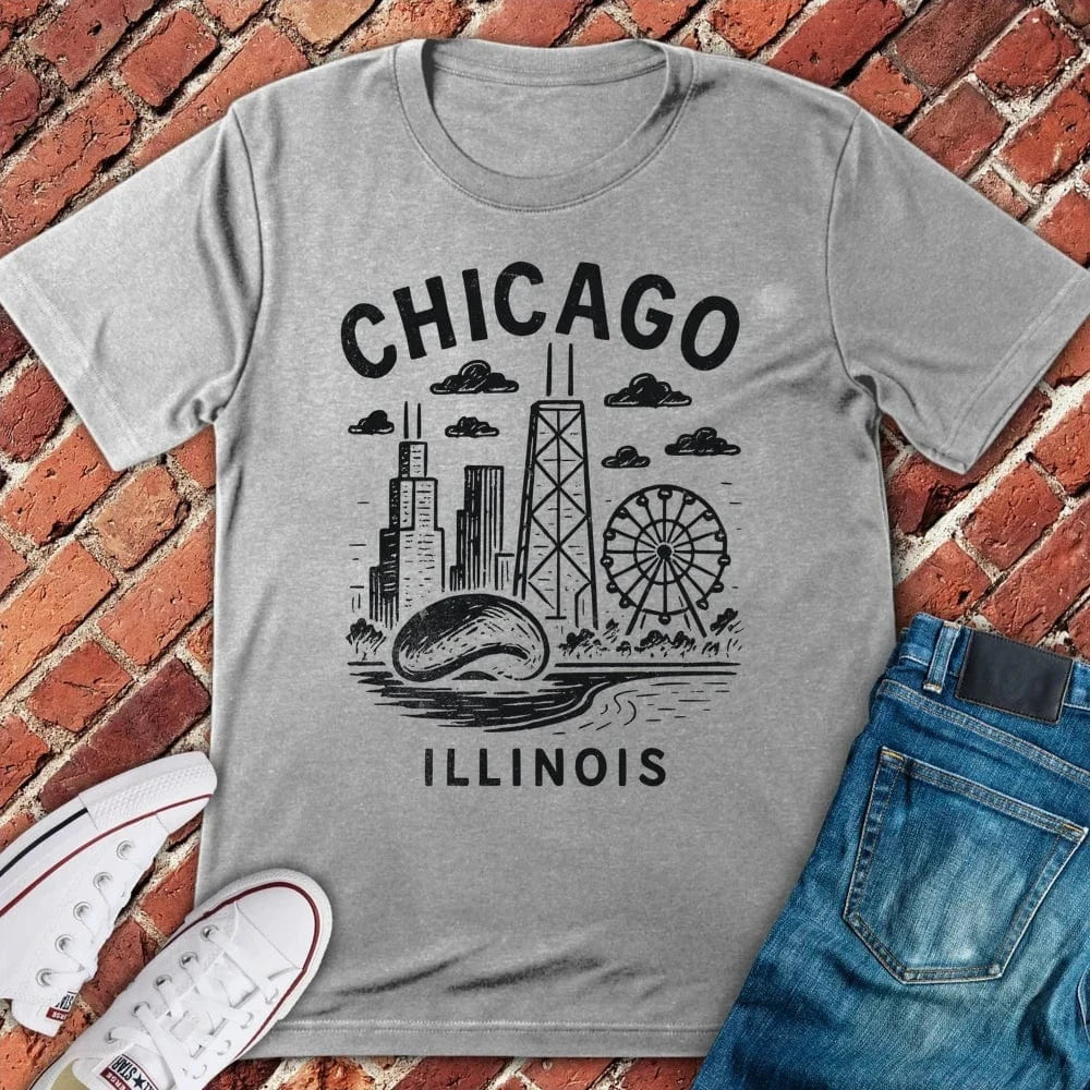 Chicago City Landscape T-Shirt - Graphic Tee - Gift for Chicago Lovers - Unisex