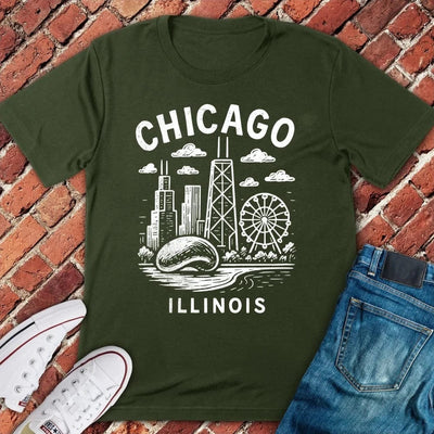 Chicago City Landscape T-Shirt - Graphic Tee - Gift for Chicago Lovers - Unisex