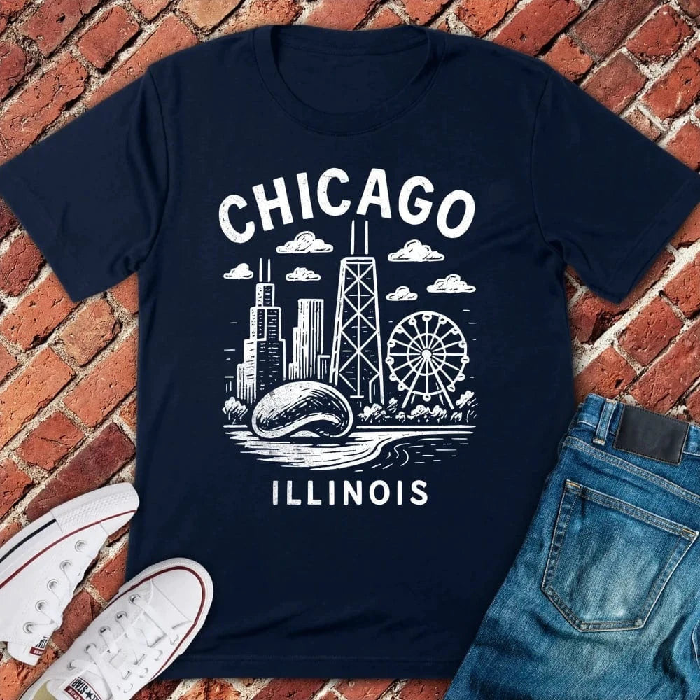 Chicago City Landscape T-Shirt - Graphic Tee - Gift for Chicago Lovers - Unisex