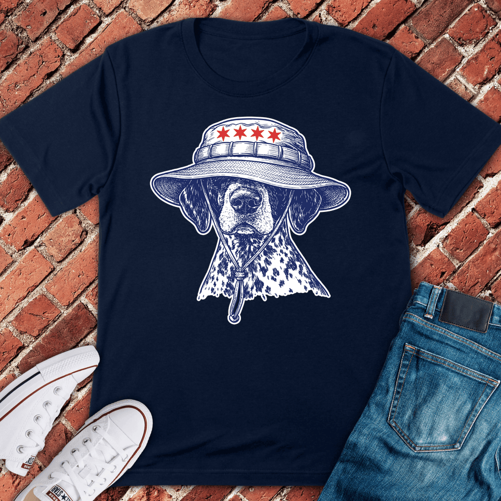 Chi Bucket Hat Pup T-Shirt - Graphic Tee - Gift for Chicago Lovers - Unisex